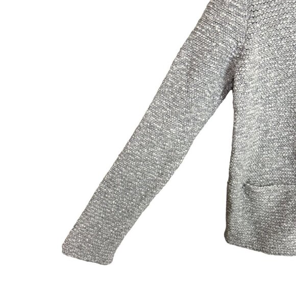 Eileen Fisher Sweater Gray‎ Marled Knit Organic Wool Alpaca Pockets Full Zip XS - Picture 4 of 8
